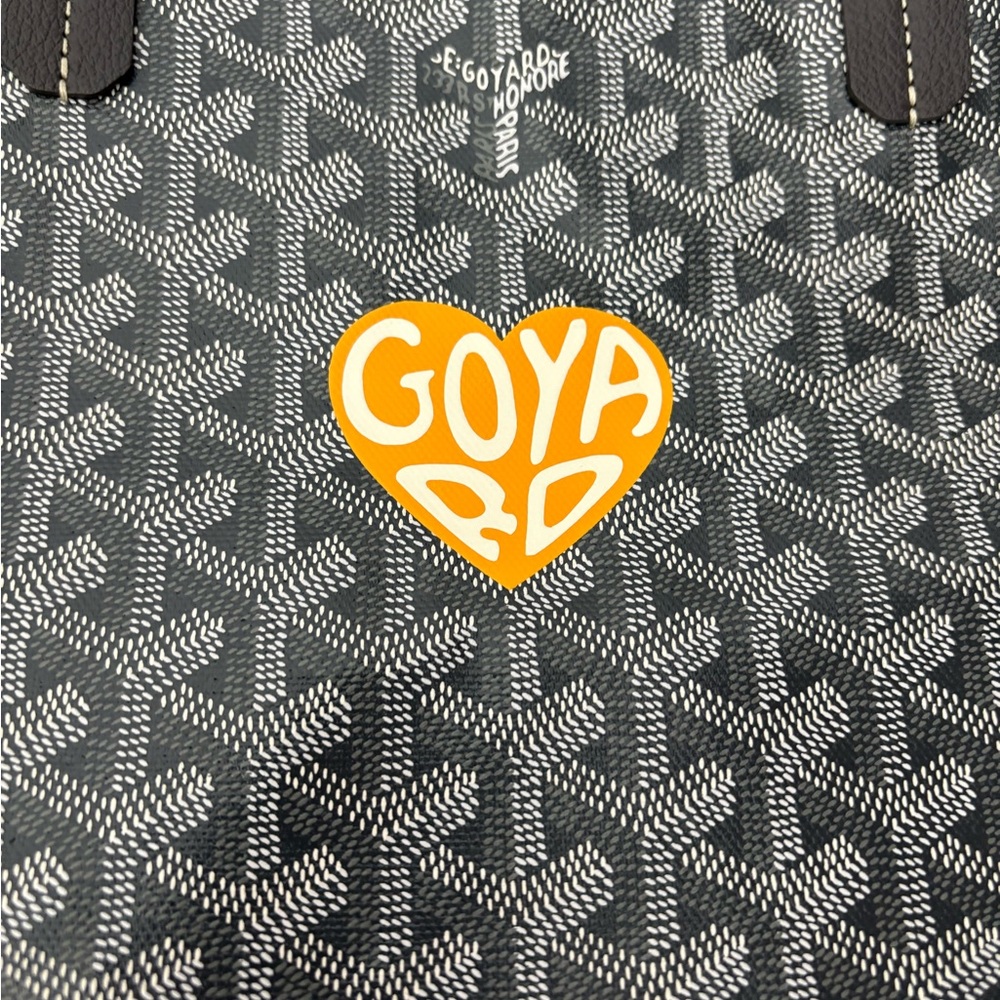 Goyard St Louis PM Tote in Gray with Yellow Heart